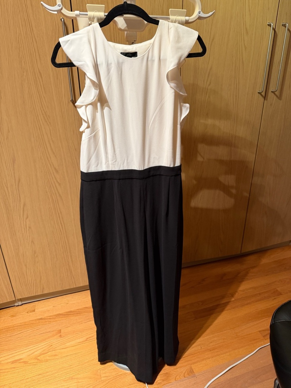 J. Crew Two-Tone Black and White Sleeveless Jumpsuit With Pockets (Petit Length)